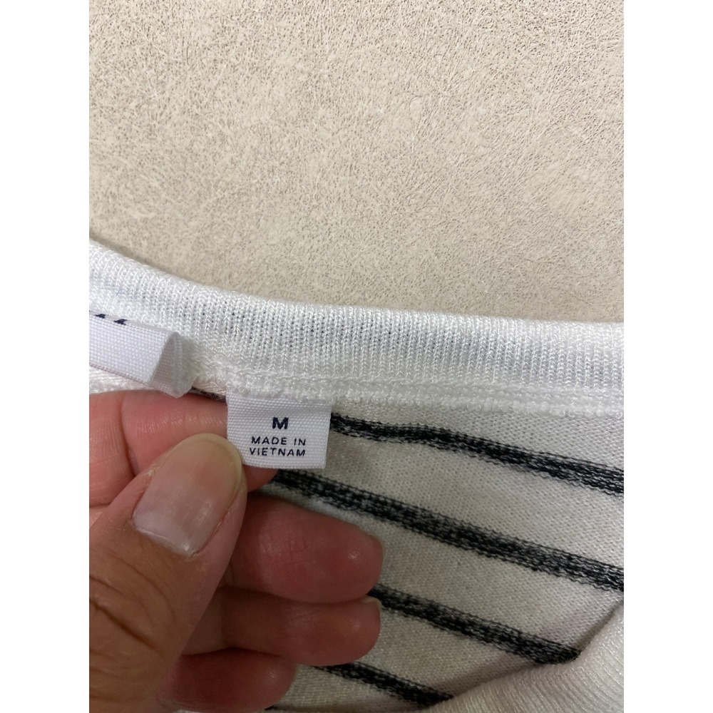Gap Womens Medium Striped Ribbed Knit Tank Top White Navy Blue Scoop Neck Casual - Picture 4 of 8